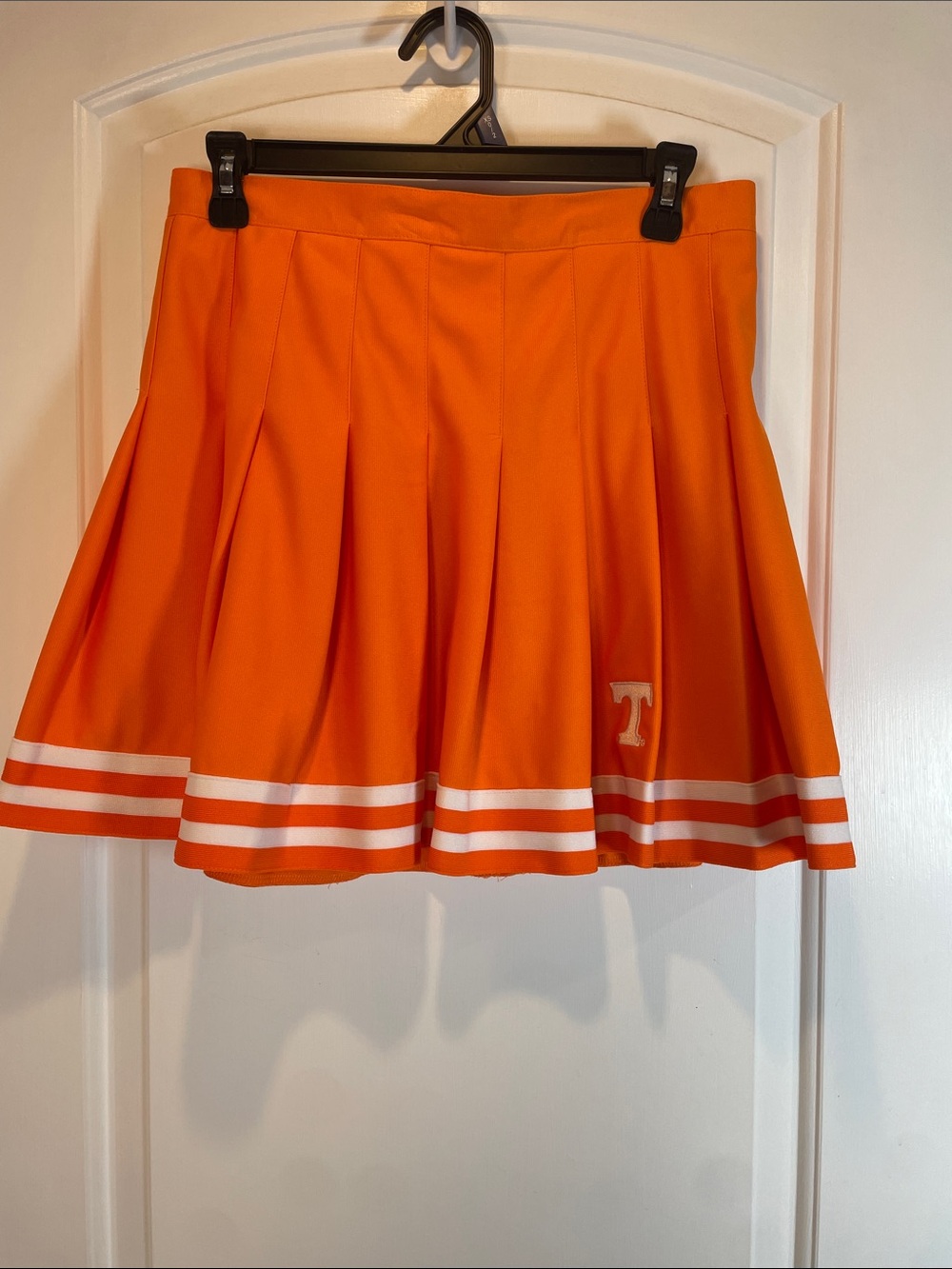 Zoozatz Orange Pleated  Skirt with White Stripes size M
